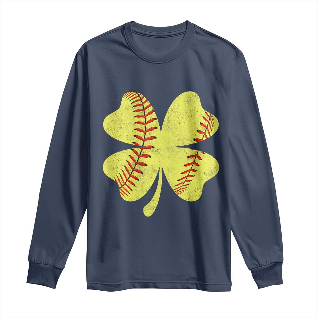 Softball St Patricks Day Irish Clover Sport Long Sleeve Shirt