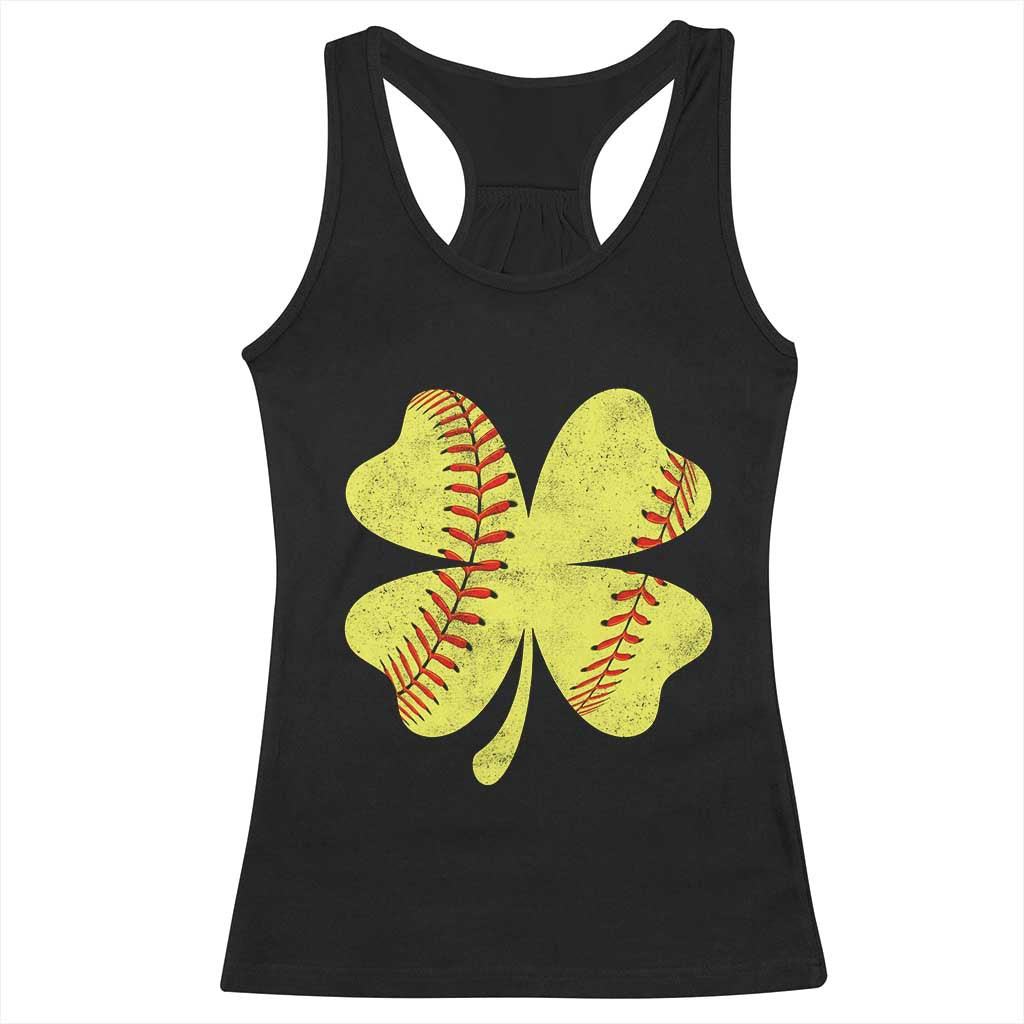 Softball St Patricks Day Irish Clover Sport Racerback Tank Top
