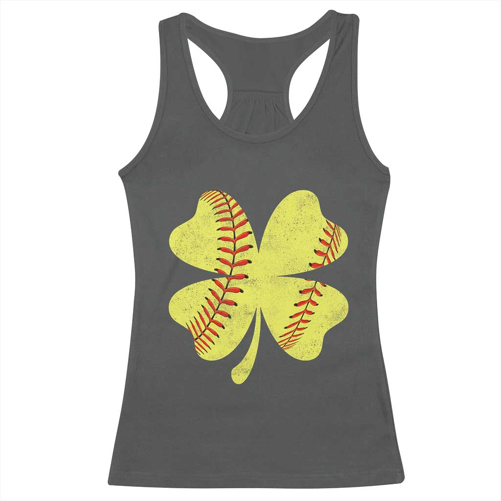 Softball St Patricks Day Irish Clover Sport Racerback Tank Top