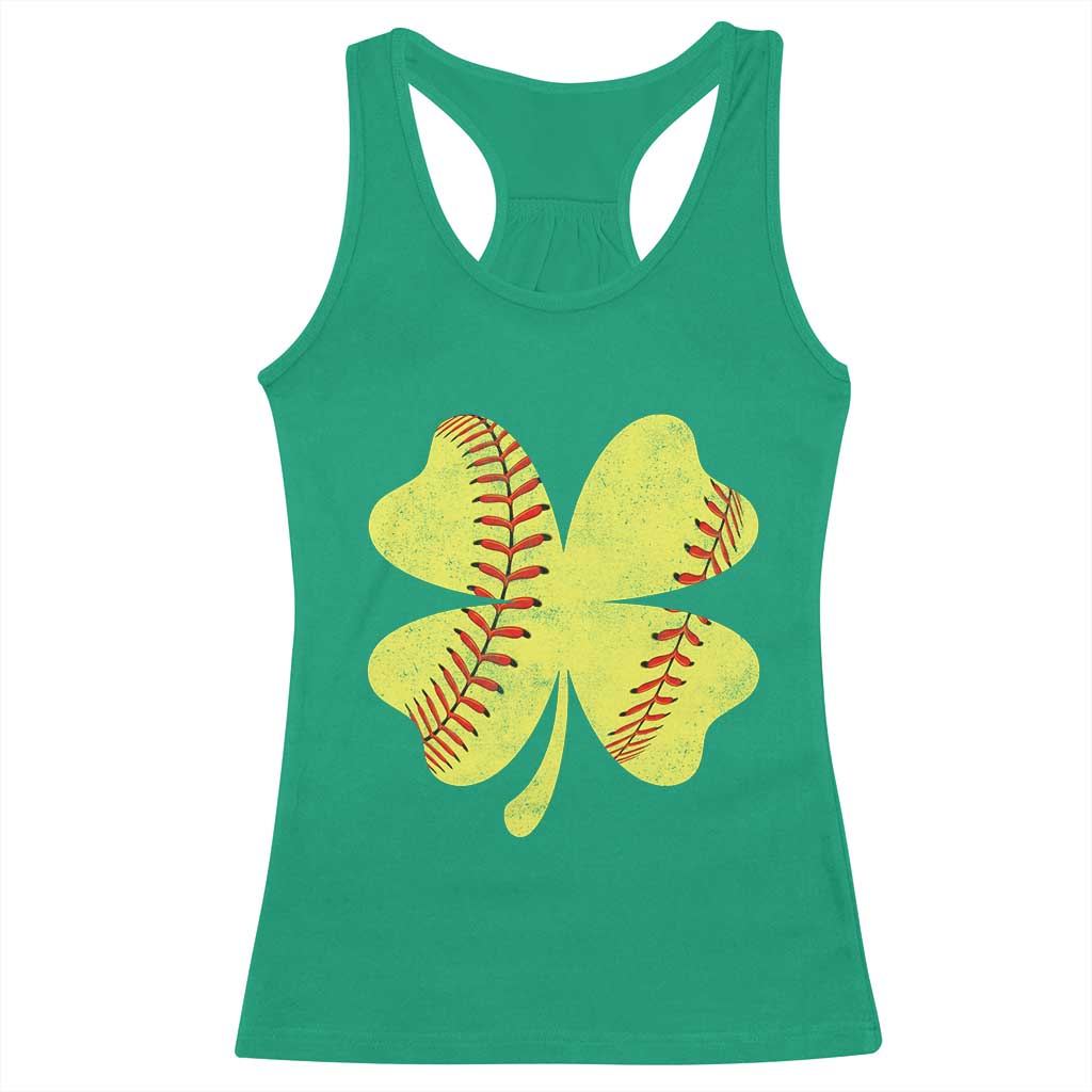Softball St Patricks Day Irish Clover Sport Racerback Tank Top