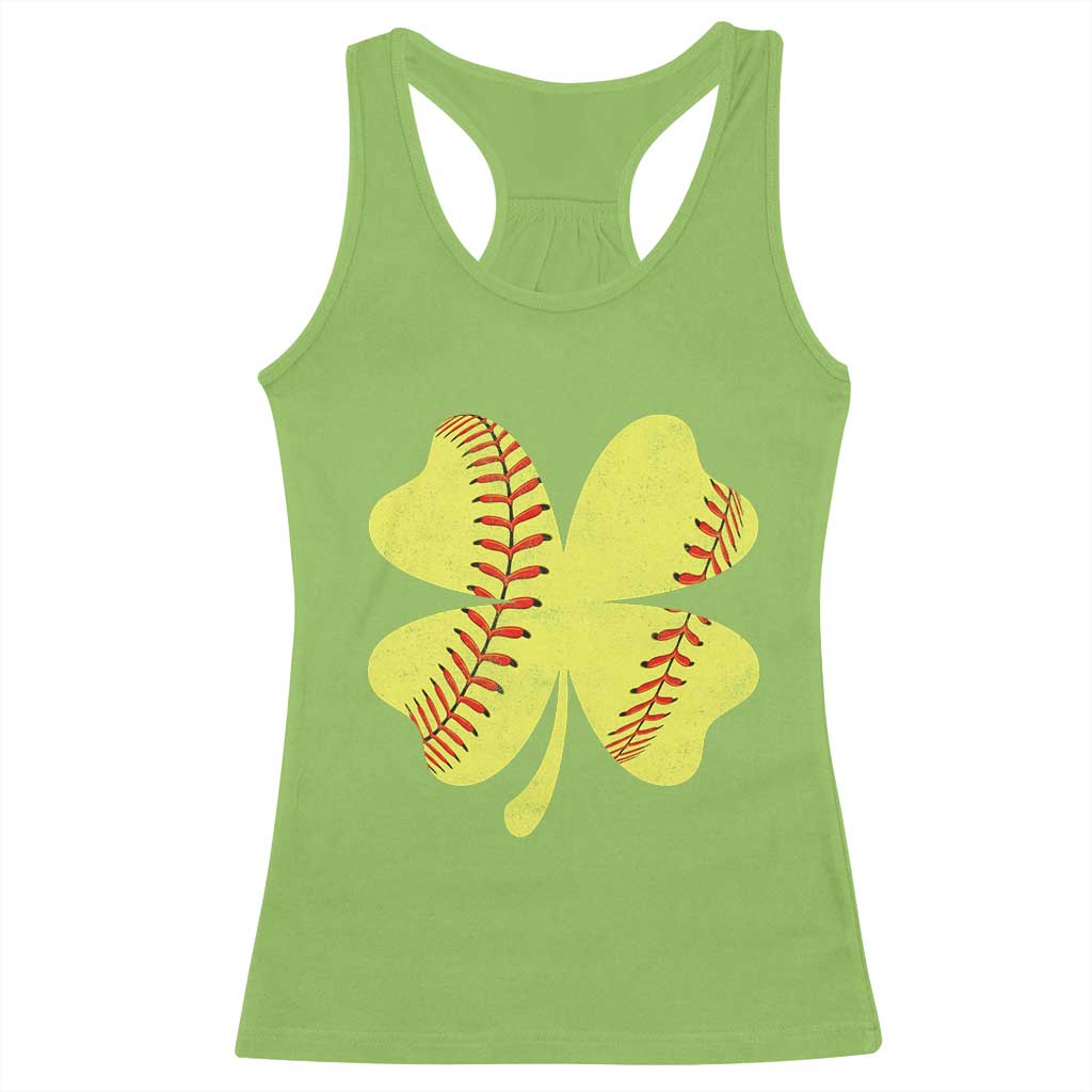 Softball St Patricks Day Irish Clover Sport Racerback Tank Top