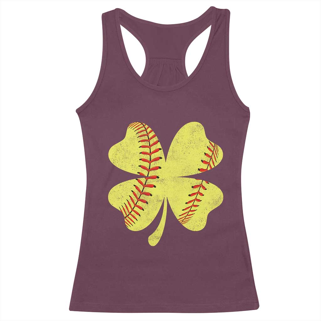 Softball St Patricks Day Irish Clover Sport Racerback Tank Top