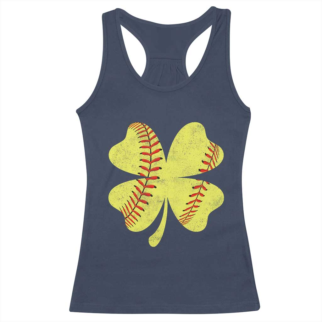 Softball St Patricks Day Irish Clover Sport Racerback Tank Top