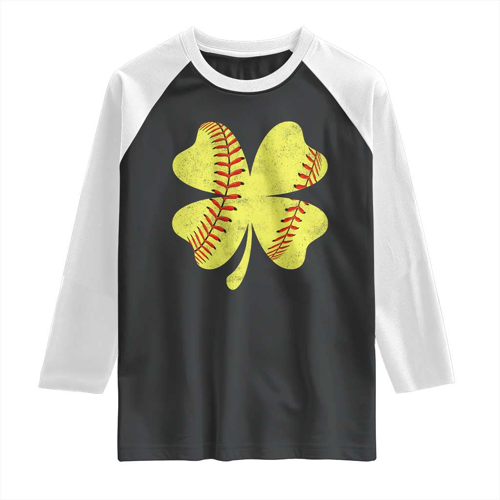 Softball St Patricks Day Irish Clover Sport Raglan Shirt