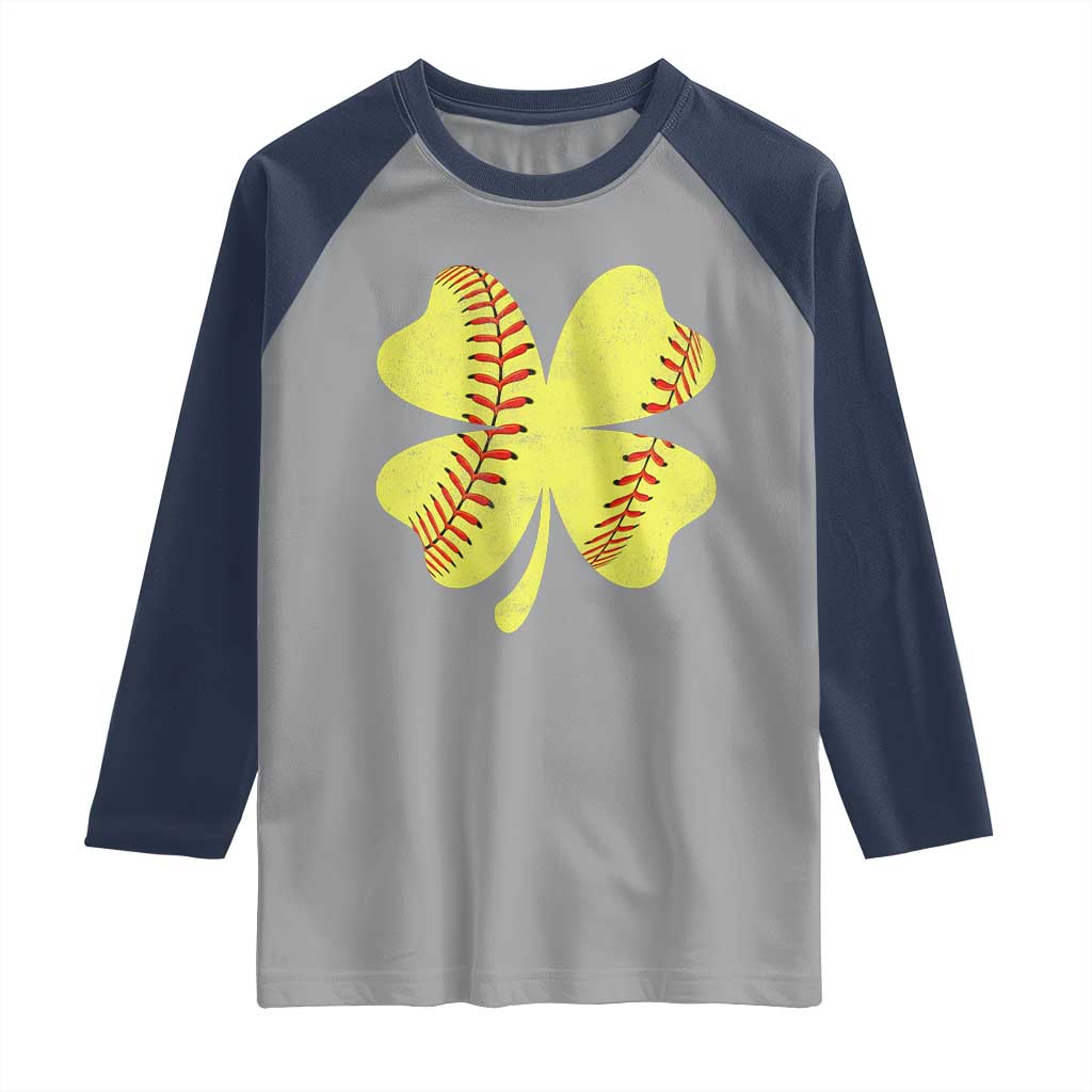 Softball St Patricks Day Irish Clover Sport Raglan Shirt