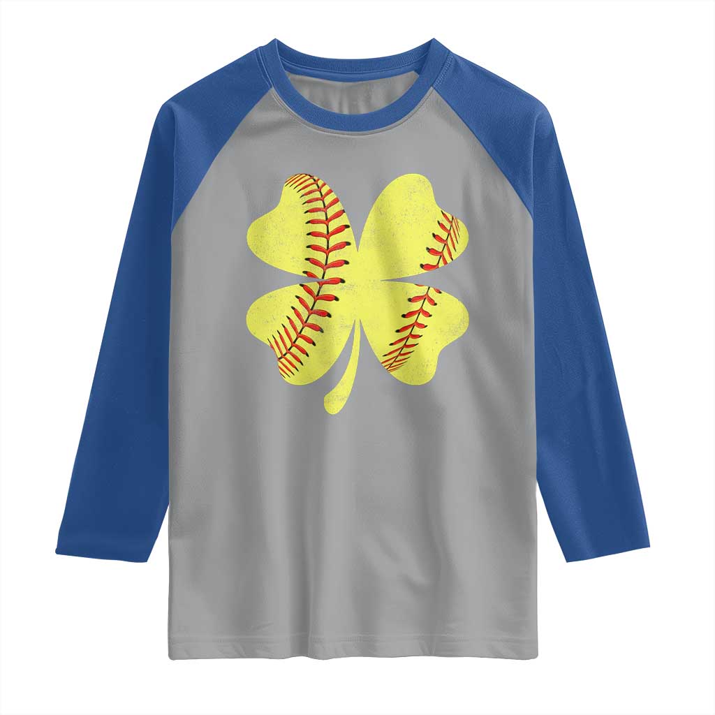 Softball St Patricks Day Irish Clover Sport Raglan Shirt