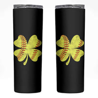Softball St Patricks Day Irish Clover Sport Skinny Tumbler
