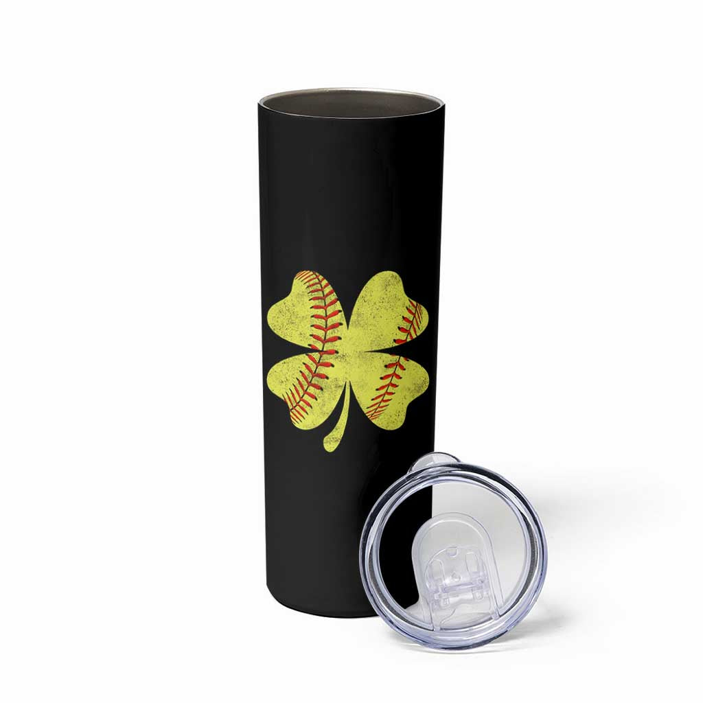 Softball St Patricks Day Irish Clover Sport Skinny Tumbler
