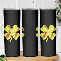 Softball St Patricks Day Irish Clover Sport Skinny Tumbler