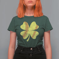 Softball St Patricks Day Irish Clover Sport T Shirt For Women