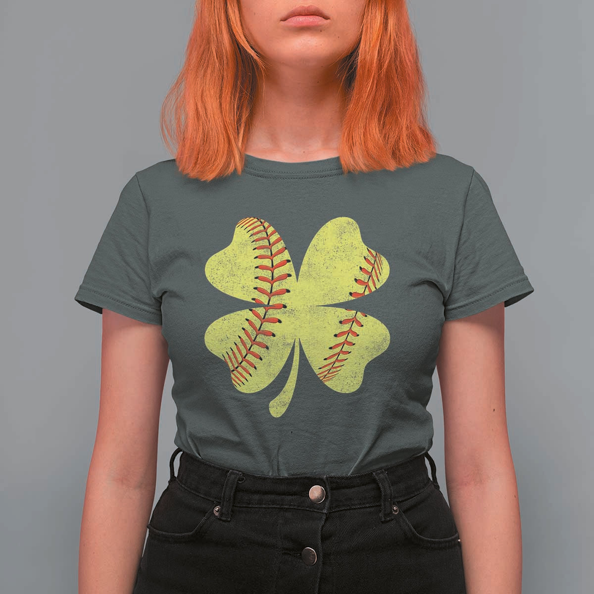 Softball St Patricks Day Irish Clover Sport T Shirt For Women