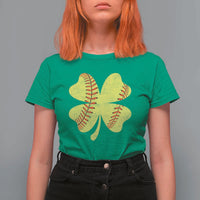 Softball St Patricks Day Irish Clover Sport T Shirt For Women