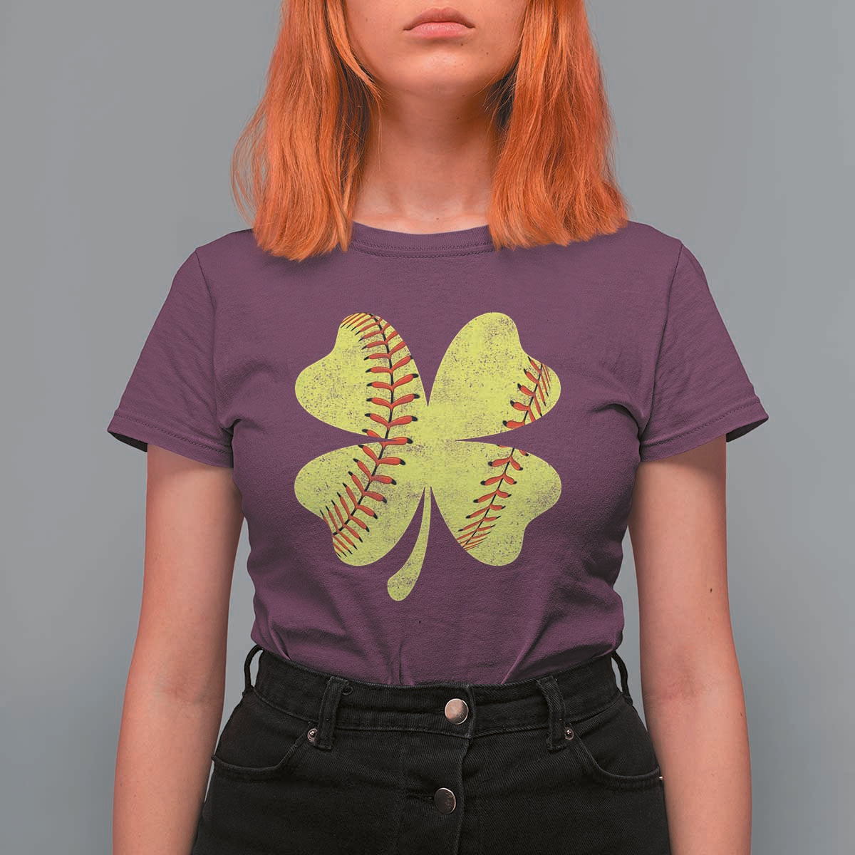 Softball St Patricks Day Irish Clover Sport T Shirt For Women