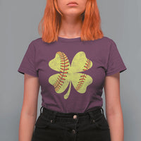 Softball St Patricks Day Irish Clover Sport T Shirt For Women