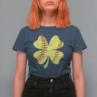 Softball St Patricks Day Irish Clover Sport T Shirt For Women