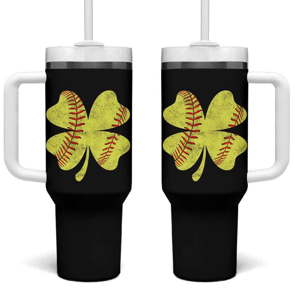 Softball St Patricks Day Irish Clover Sport Tumbler With Handle