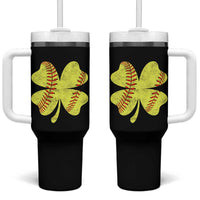 Softball St Patricks Day Irish Clover Sport Tumbler With Handle