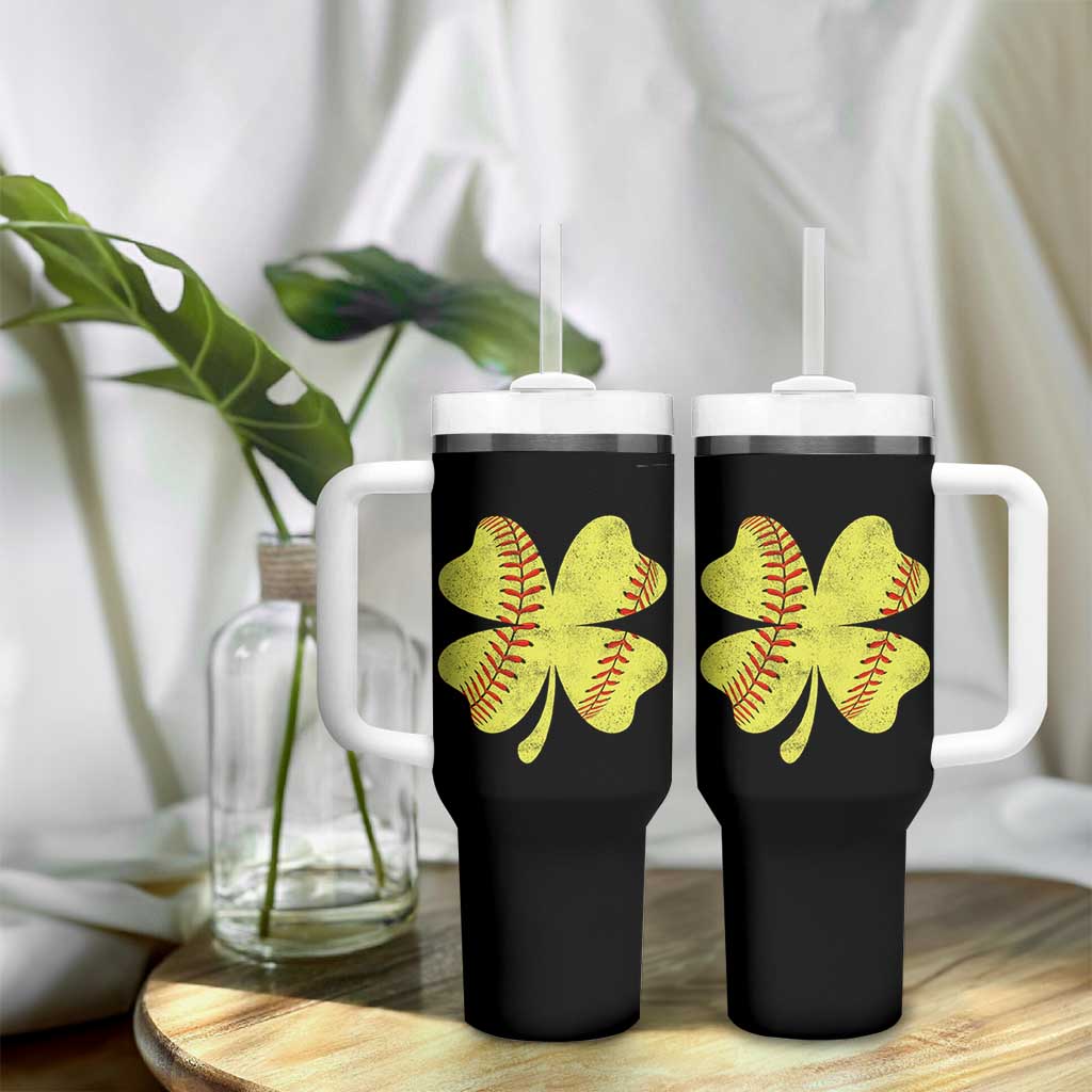 Softball St Patricks Day Irish Clover Sport Tumbler With Handle
