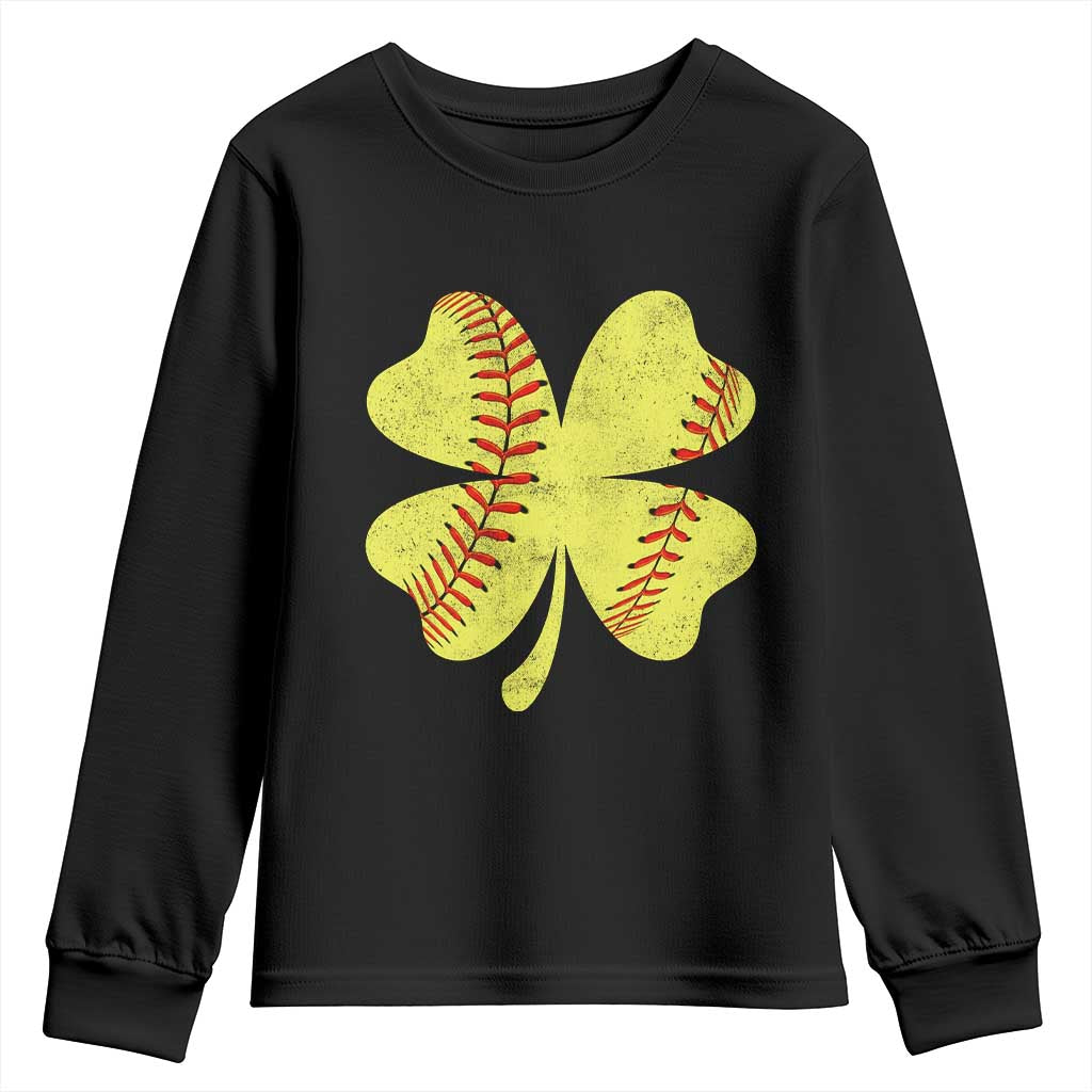 Softball St Patricks Day Irish Clover Sport Youth Sweatshirt