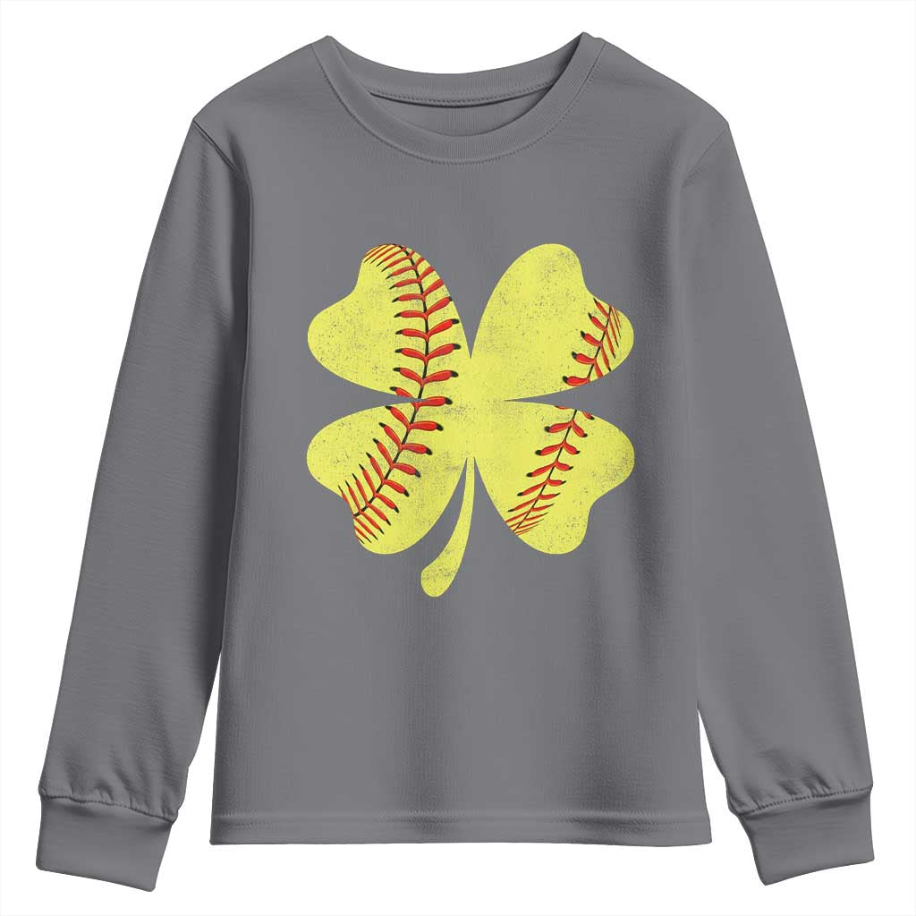 Softball St Patricks Day Irish Clover Sport Youth Sweatshirt