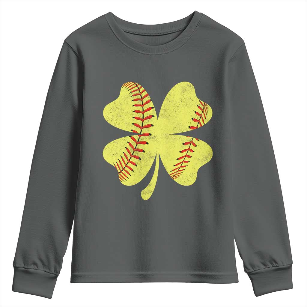 Softball St Patricks Day Irish Clover Sport Youth Sweatshirt