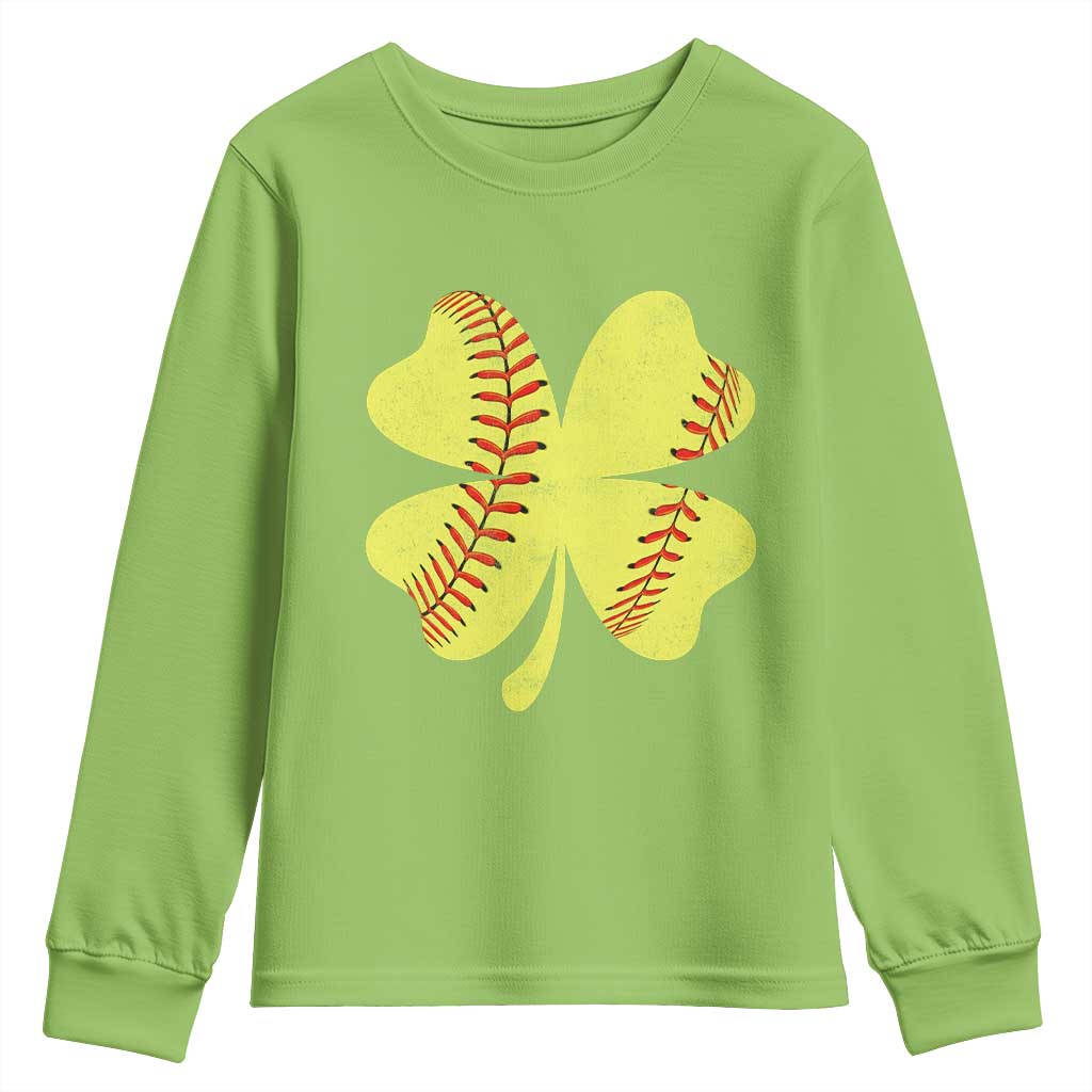 Softball St Patricks Day Irish Clover Sport Youth Sweatshirt