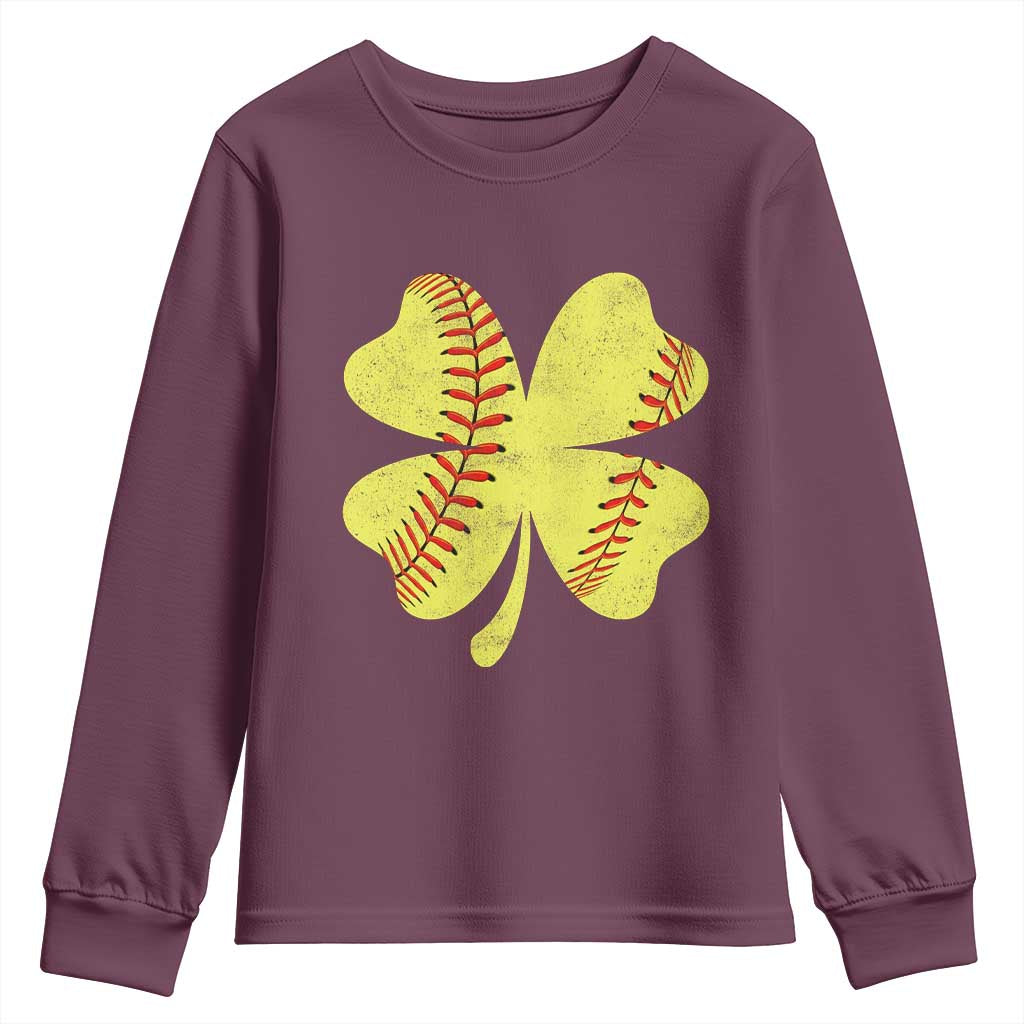 Softball St Patricks Day Irish Clover Sport Youth Sweatshirt