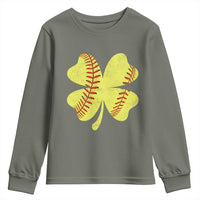 Softball St Patricks Day Irish Clover Sport Youth Sweatshirt