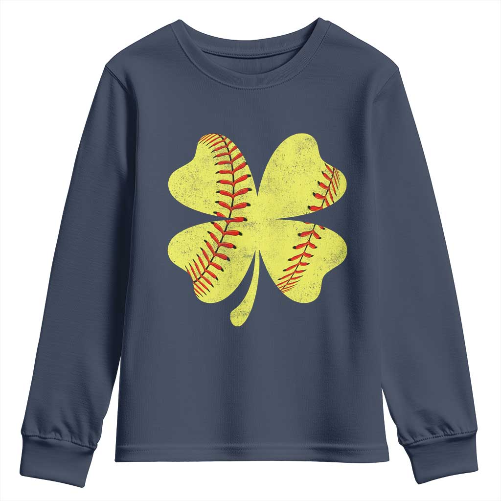 Softball St Patricks Day Irish Clover Sport Youth Sweatshirt