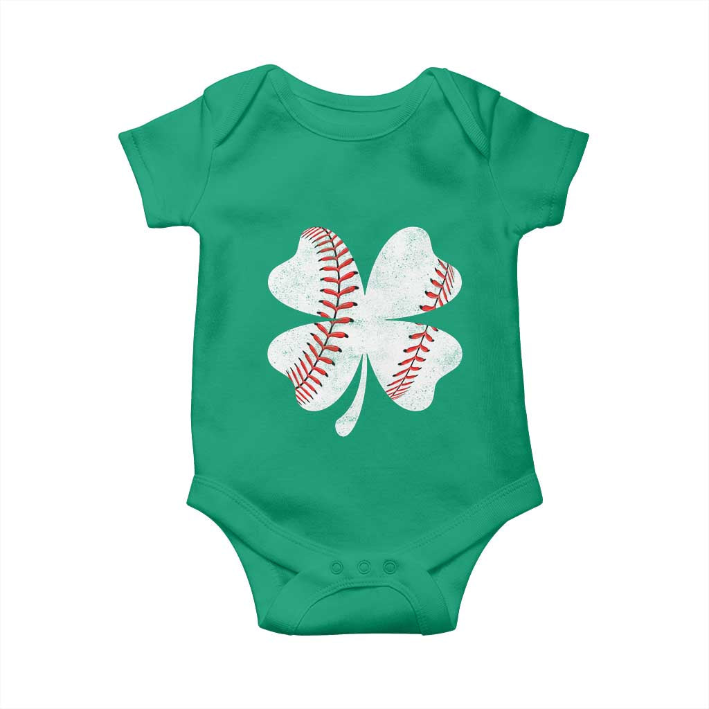 Funny Baseball St Patricks Day Vintage Clover Baby Onesie