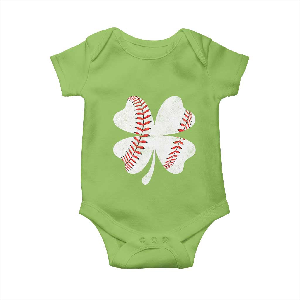 Funny Baseball St Patricks Day Vintage Clover Baby Onesie