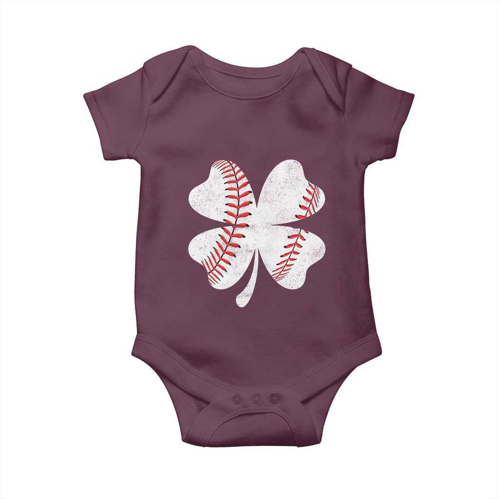 Funny Baseball St Patricks Day Vintage Clover Baby Onesie