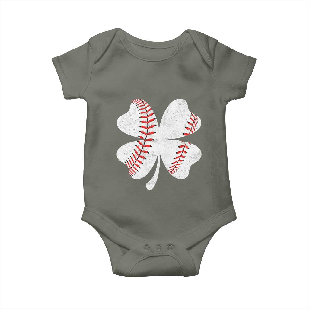 Funny Baseball St Patricks Day Vintage Clover Baby Onesie
