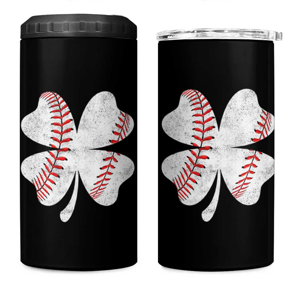 Funny Baseball St Patricks Day Vintage Clover 4 in 1 Can Cooler Tumbler
