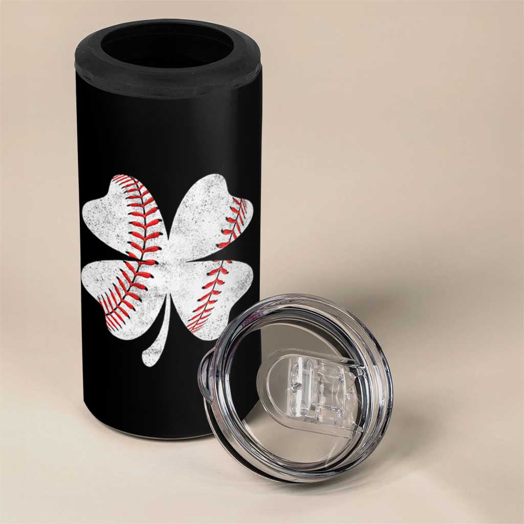 Funny Baseball St Patricks Day Vintage Clover 4 in 1 Can Cooler Tumbler