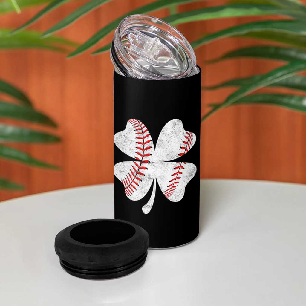 Funny Baseball St Patricks Day Vintage Clover 4 in 1 Can Cooler Tumbler
