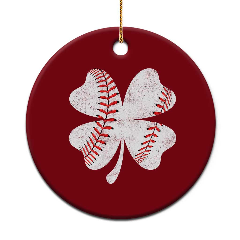 Funny Baseball St Patricks Day Vintage Clover Ceramic Ornament