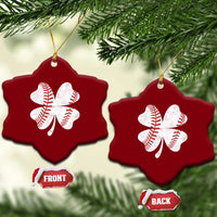 Funny Baseball St Patricks Day Vintage Clover Ceramic Ornament