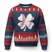 Funny Baseball St Patricks Day Vintage Clover Ugly Christmas Sweater