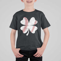 Funny Baseball St Patricks Day Vintage Clover T Shirt For Kid