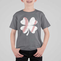 Funny Baseball St Patricks Day Vintage Clover T Shirt For Kid