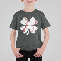 Funny Baseball St Patricks Day Vintage Clover T Shirt For Kid