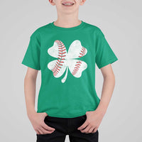 Funny Baseball St Patricks Day Vintage Clover T Shirt For Kid