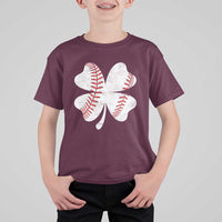 Funny Baseball St Patricks Day Vintage Clover T Shirt For Kid