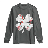 Funny Baseball St Patricks Day Vintage Clover Long Sleeve Shirt