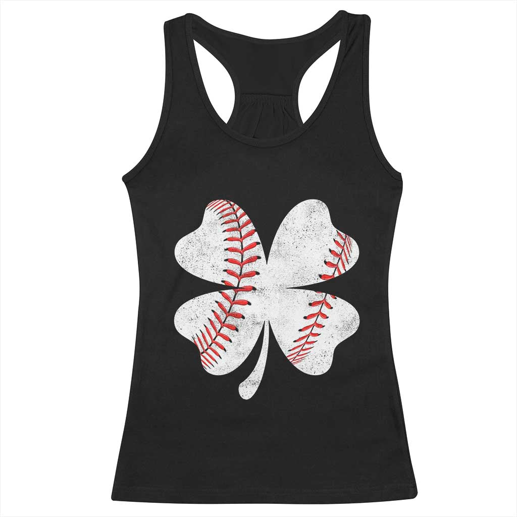Funny Baseball St Patricks Day Vintage Clover Racerback Tank Top