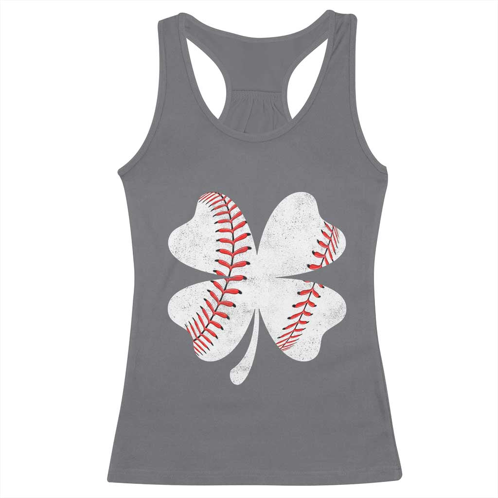 Funny Baseball St Patricks Day Vintage Clover Racerback Tank Top
