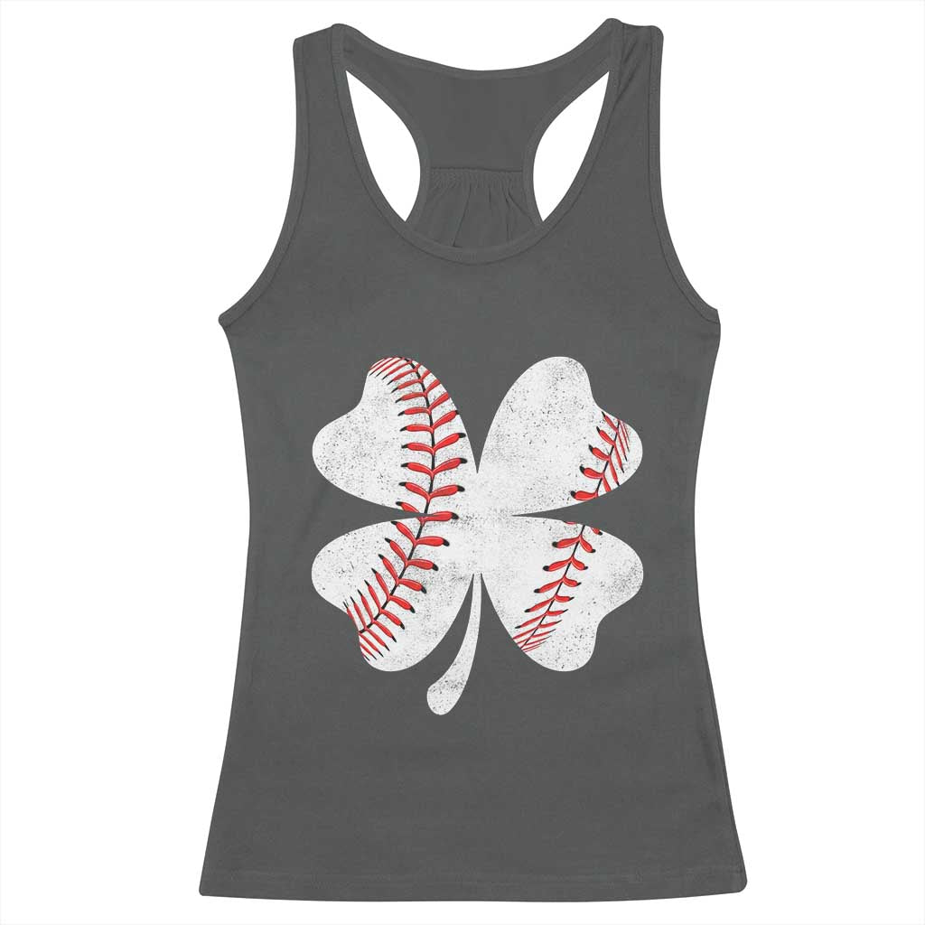 Funny Baseball St Patricks Day Vintage Clover Racerback Tank Top