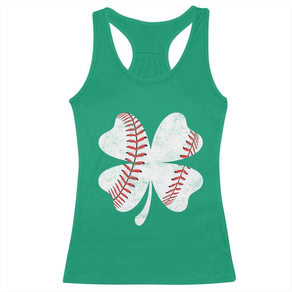 Funny Baseball St Patricks Day Vintage Clover Racerback Tank Top