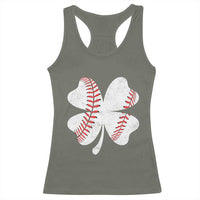 Funny Baseball St Patricks Day Vintage Clover Racerback Tank Top